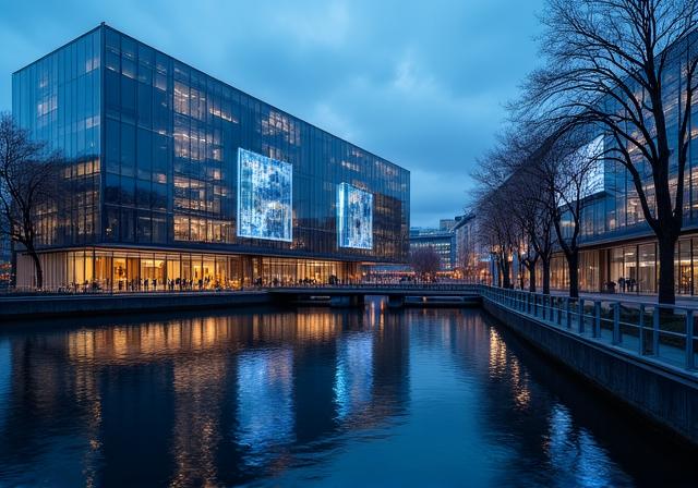 StellarEcho AI's modern canal-side workspace in London